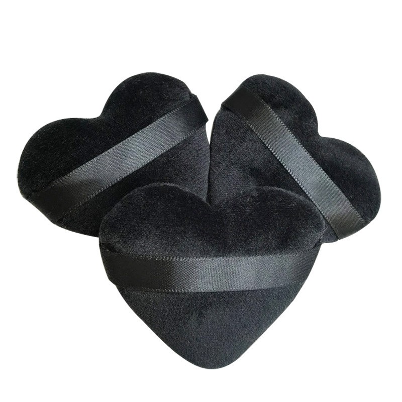 Makeup Sponges Supplier - Black Heart Velvet Powder Applicator Puff