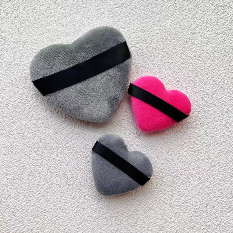 Powder Puff Container Manufacturer - Heart Shape Loose Powder Jar with Puff