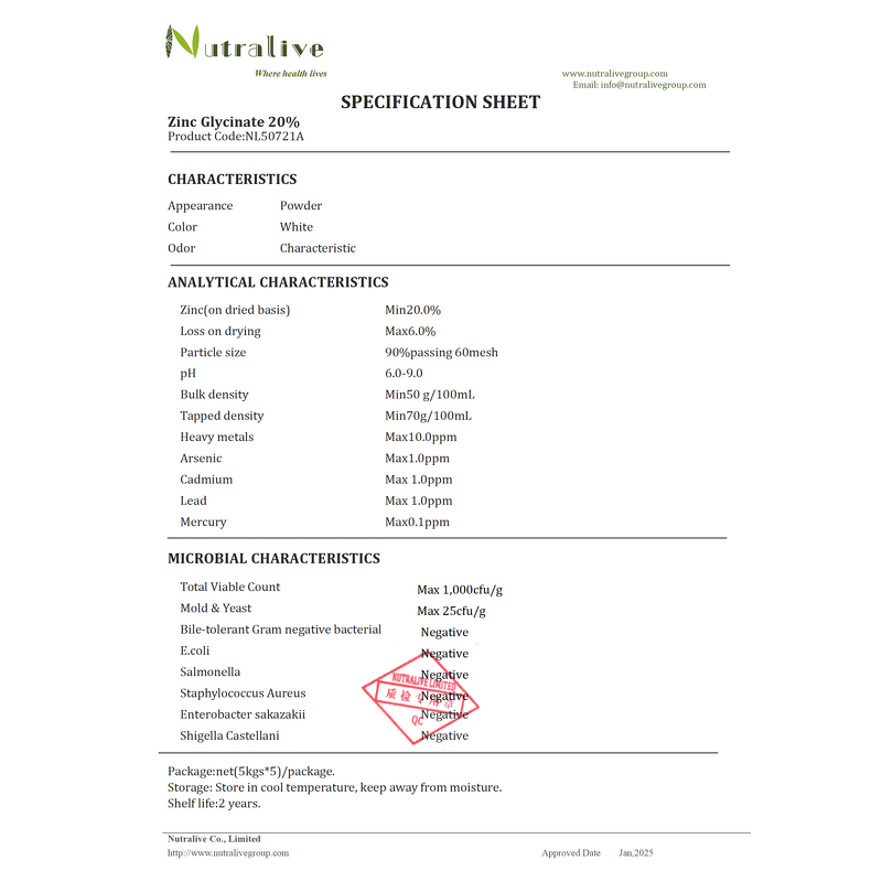 Zinc Glycinate Manufacturer - 20% & ISO HALAL Certified