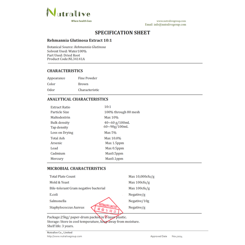 Rehmannia Glutinosa Extract Manufacturer - 10:1, ISO & HALAL Certified