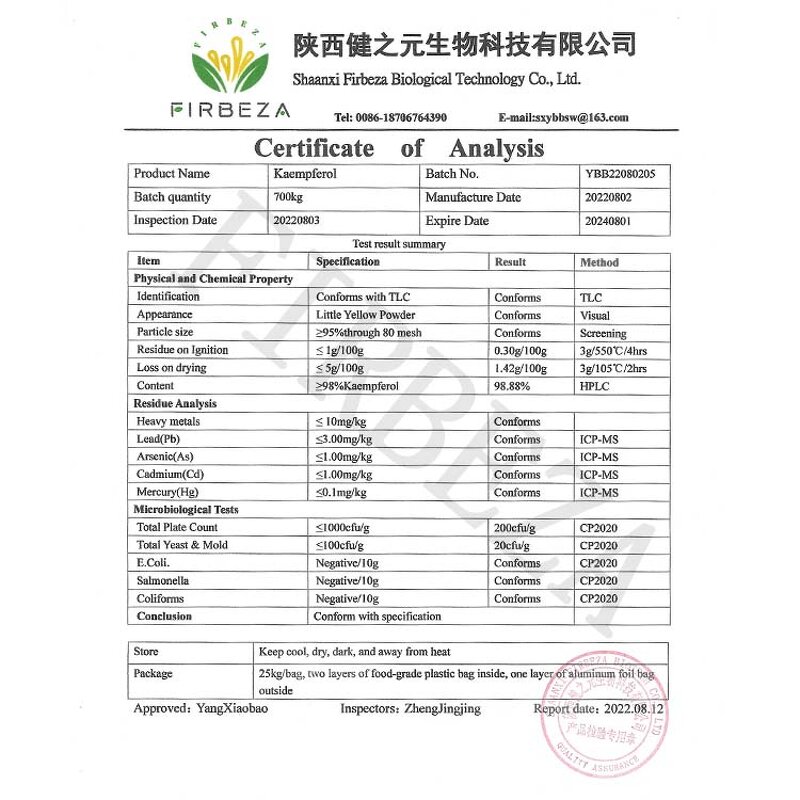 Galangal Root Extract - Manufacturer - 98% Kaempferol Powder CAS 520-18-3 Pure Extract