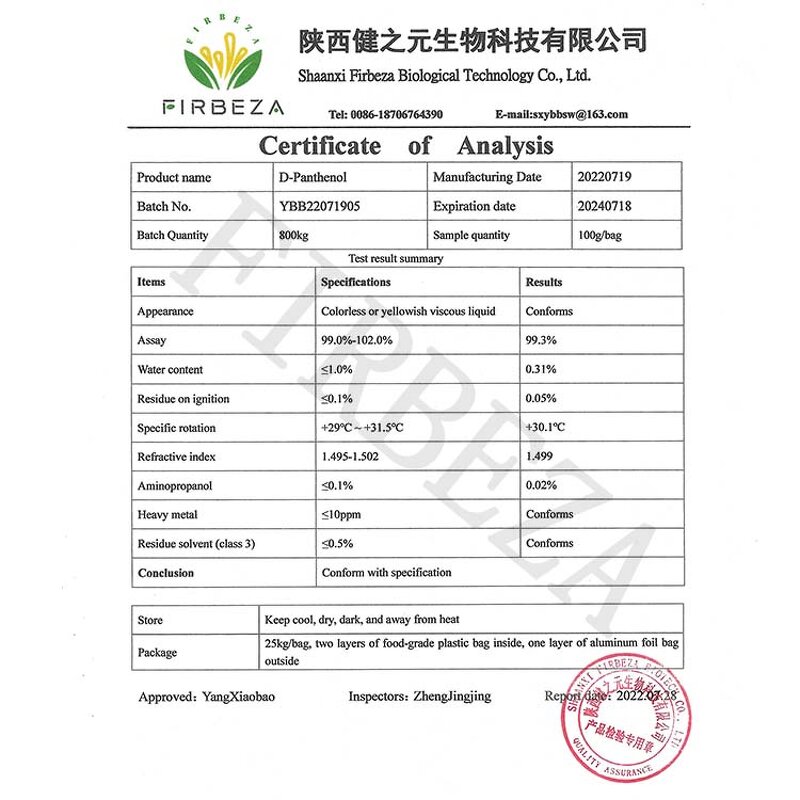 D Panthenol - Manufacturer - Wholesale 99% Provitamin B5 Dexpanthenol Liquid Hair Care