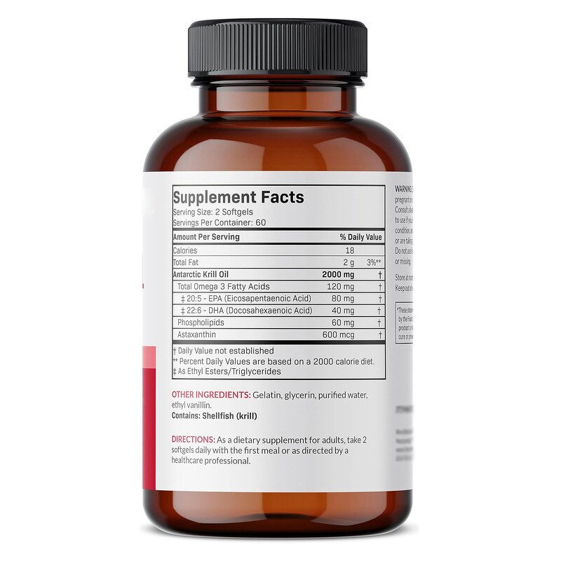 Krill Oil Softgel - Manufacturer - Omega 3 Plus 600mcg Astaxanthin Dietary Supplement Capsule