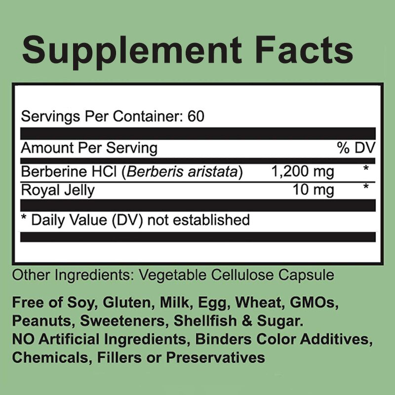 Berberine HCL Capsules - Manufacturer - 500Mg Herbal Powder 120 Capsules Dietary Supplement