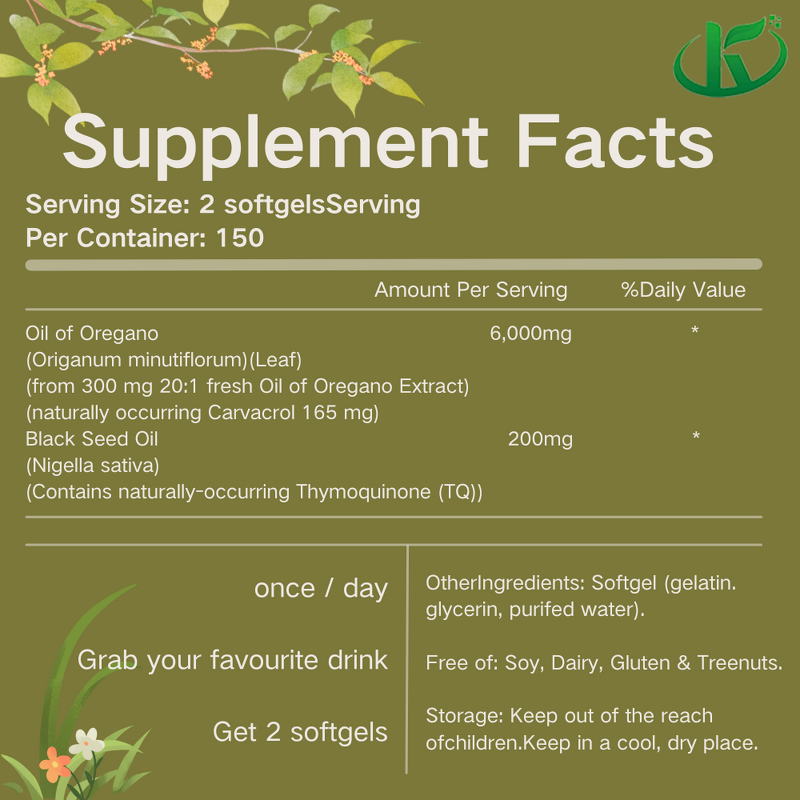 Oregano Oil Capsules Manufacturer - Non-GMO Wild with Black Seed Oil