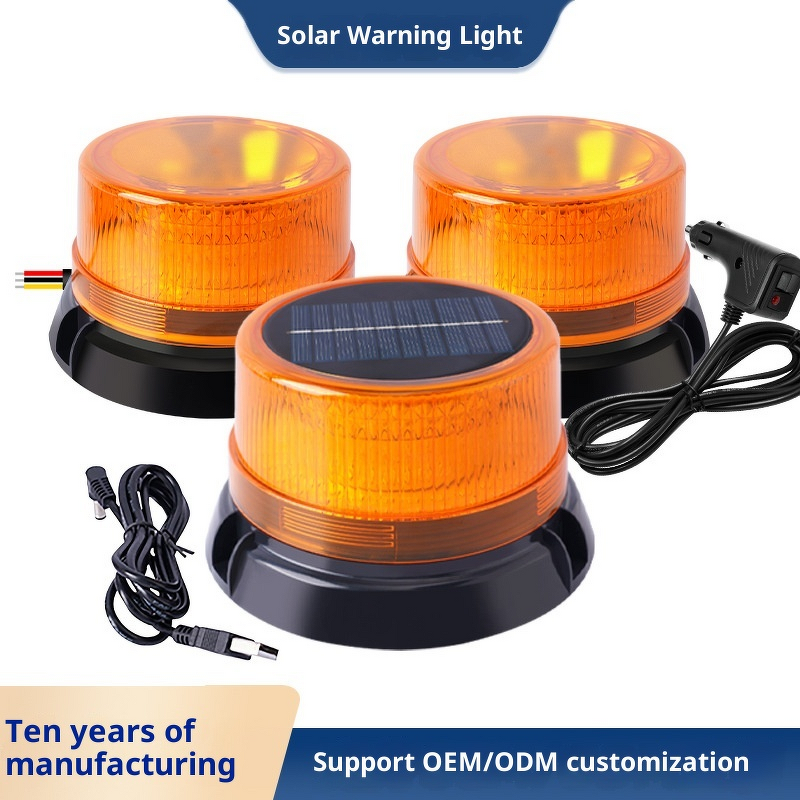 Car LED Warning Light - Manufacturer - 6V Solar Charging Magnetic Flashing for School/Construction Bus