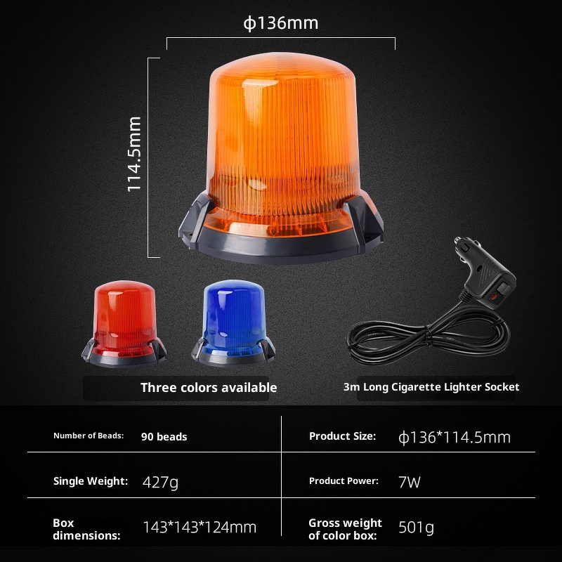 Car LED Warning Light - Manufacturer - 6V Solar Charging Magnetic Flashing for School/Construction Bus