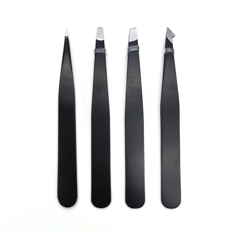 Stainless Steel Tweezers Factory - Anti-static Black Diagonal
