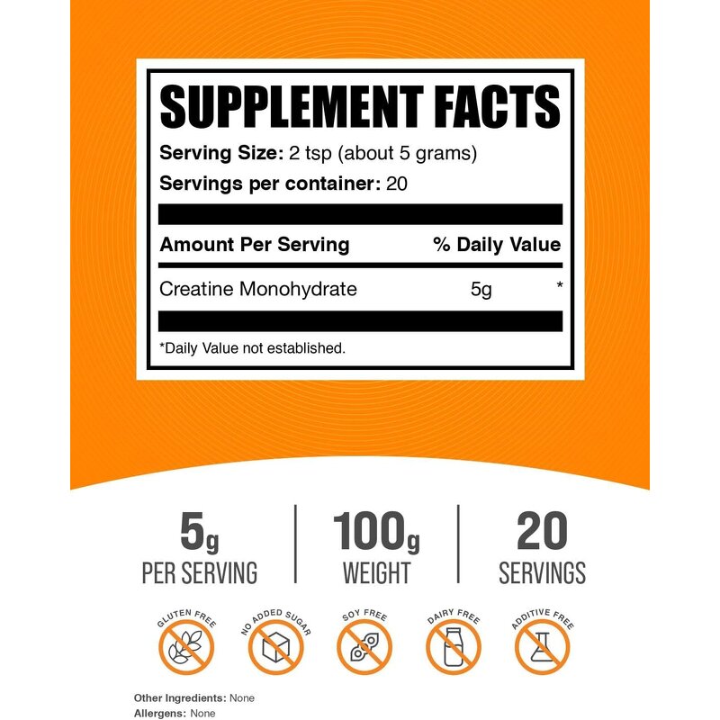 Creatine Monohydrate Supplement - Manufacturer - Adult 5g/Serving 30 Servings Muscle Recovery