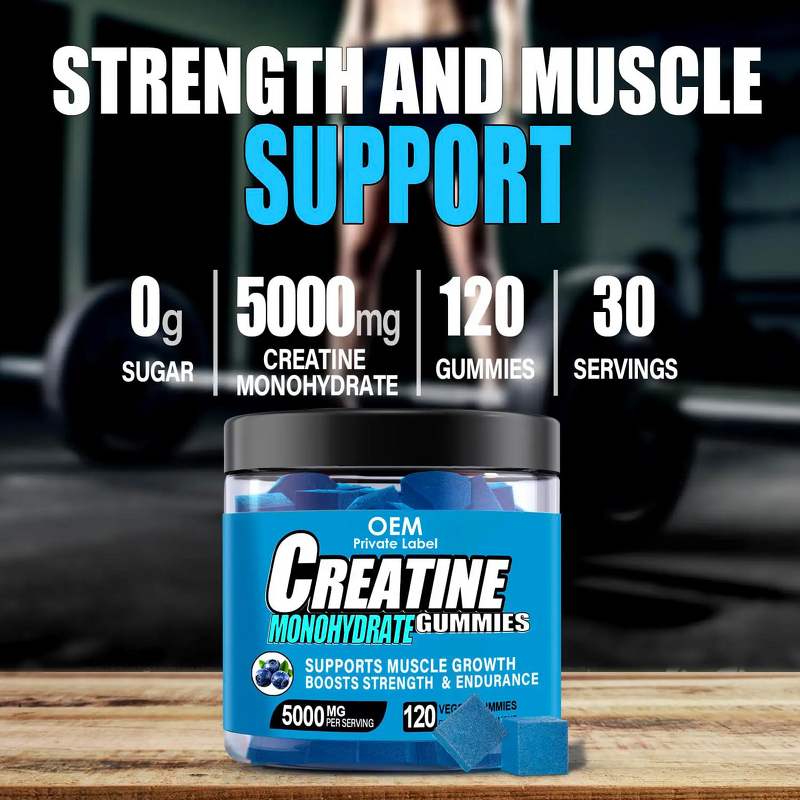 Creatine Monohydrate Gummy - Manufacturer - Blueberry 5000mg Adult Sports Fitness Nutrition