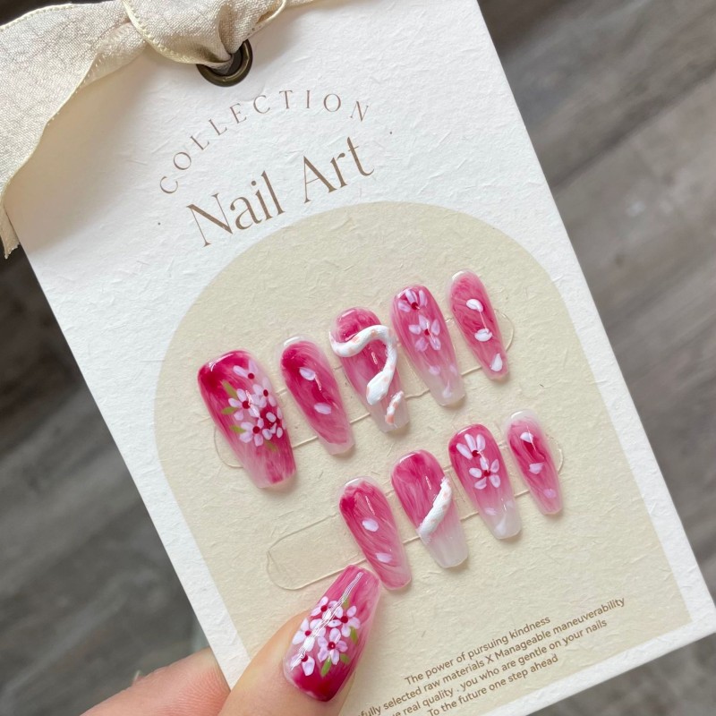 Press on Nails Factory - Long French Leopard False Nails