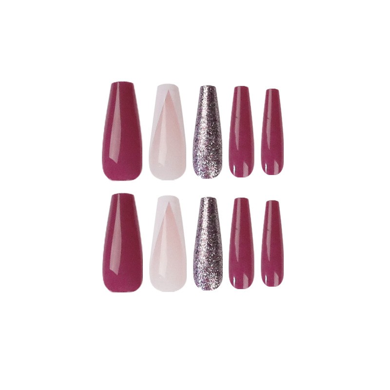 Press on Nails Supplier - Matte Glitter Ballerina False Nails