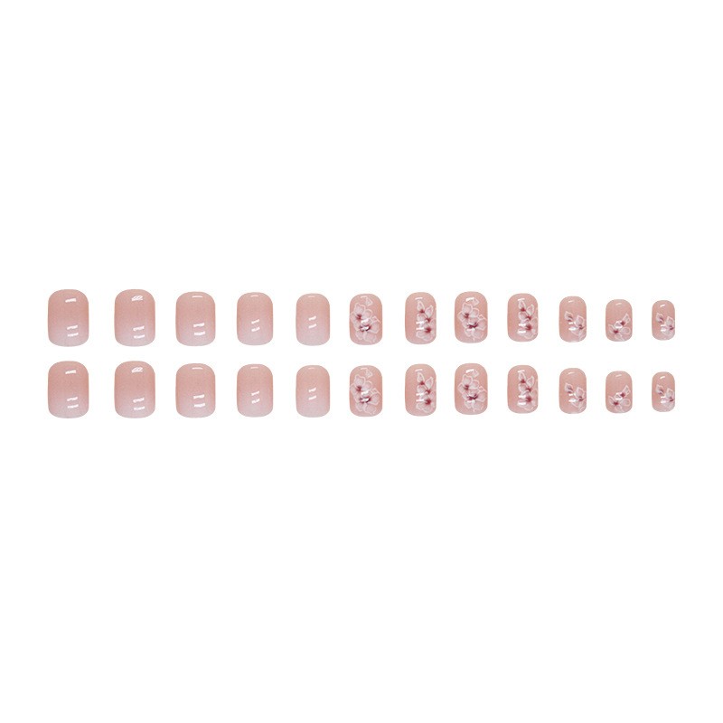 Press on Nails Supplier - White Flower Gradient Fairy Nails