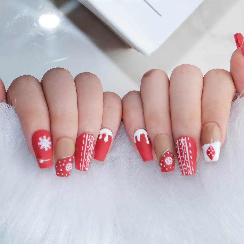 Press on Nails Supplier - Christmas Hand Painted Fake Nails