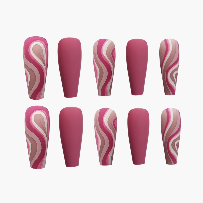 False Nails Factory - Pink Ripple Frosted Finished Nails