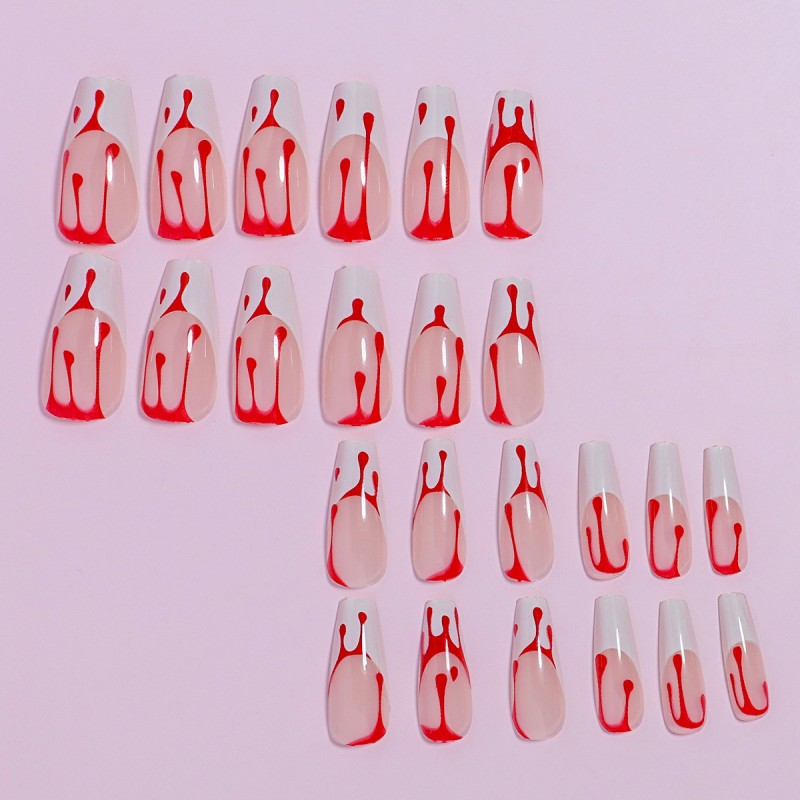 Press on Nails Manufacturer - Halloween Red Blood French Nails