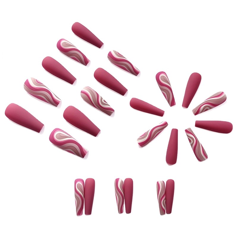 False Nails Factory - Pink Ripple Frosted Finished Nails