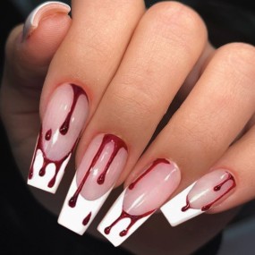 Press on Nails Manufacturer - Halloween Red Blood French Nails