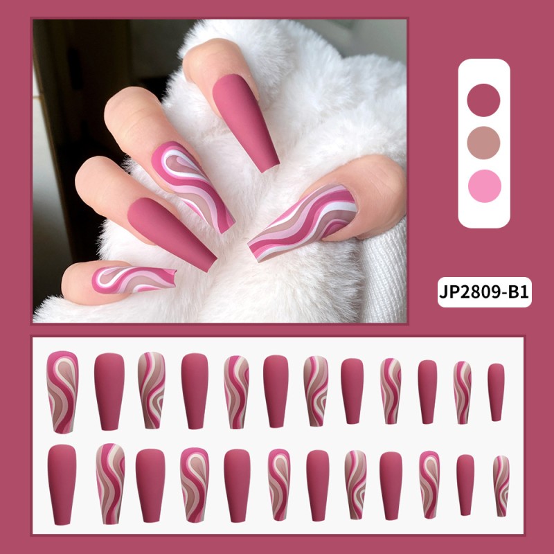False Nails Factory - Pink Ripple Frosted Finished Nails