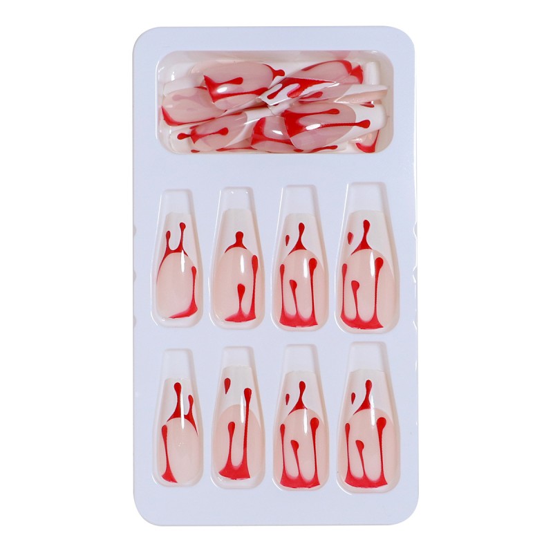 Press on Nails Manufacturer - Halloween Red Blood French Nails