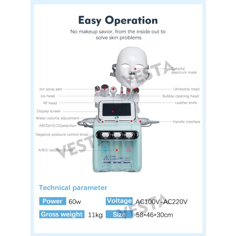 Oxyhydrogen Dermabrasion Machine Supplier - 7 in 1 H202 Oxygen Jet
