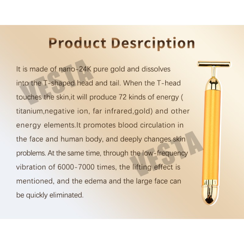 Facial Massager Roller Manufacturer - 24k Gold T Shape Slimming