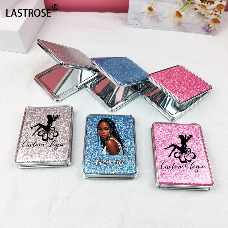 Makeup Mirror Manufacturer - Pink Quicksand Pocket Girl Heart Clamshell Double-sided Folding Portable