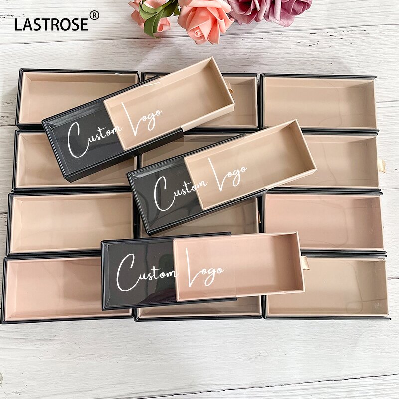 Eyelash Packaging Box Manufacturer - Empty Deals Lashbox Print Your logo Printed Nude Glitter Pull Out Lashbox & Private Label
