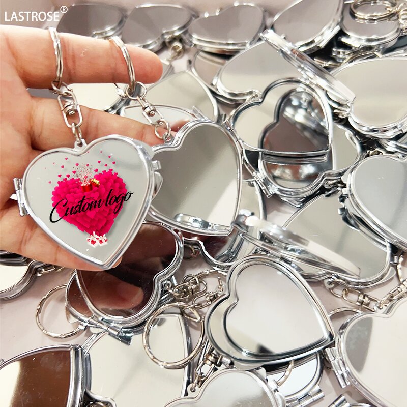 Compact Mirror Manufacturer - Metal Love Keychain Heart Shaped Travel Pocket Mirror Keychain & Private Logo Gift