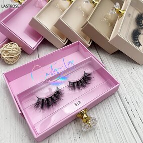 Eyelash Packaging Box Manufacturer - 3D Mink Vegan Silk Faux Mink Strip Lash Boxes Printed Model Number & OEM Logo