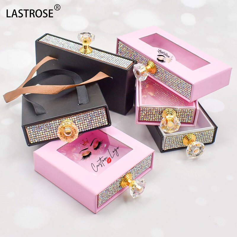Lash Box Manufacturer - Empty Bling Glitter Rhinestone Lash case Private Label Boxes Packaging for Full Strip Lashes & Wholesale