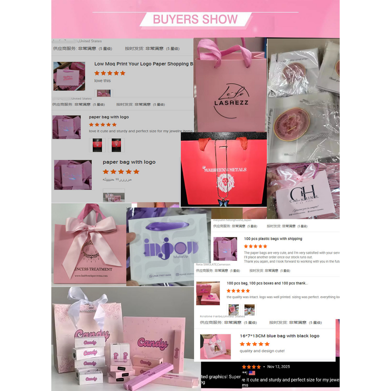 Paper Bags Manufacturer - Die Cut Handles Pink Lashpackaging Gift Handbag Lashes Cute Bag with Jewelry case pink Lash Bags Boxes & Low Moq