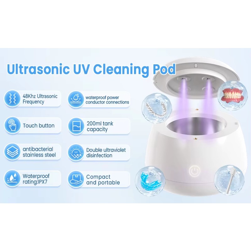 Ultrasonic Teeth Cleaner Supplier - Mini 200ml Tank UV Cleaner