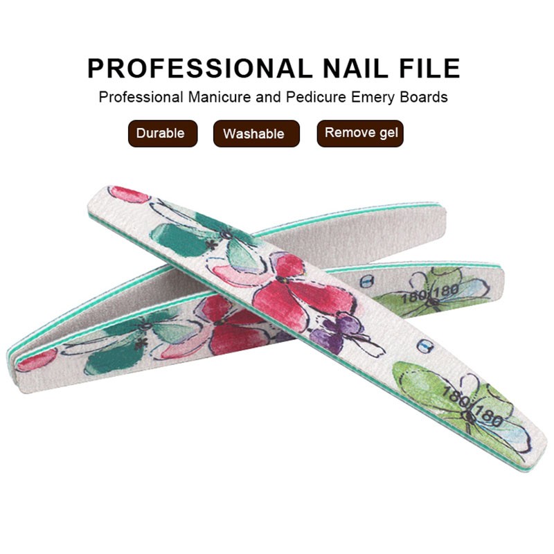 Nail File Supplier - Flower Printed Half Moon UV