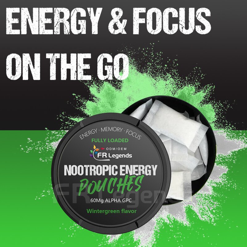 Alpha GPC Nootropic Energy Pouches Manufacturer - OEM Private Label with L-Theanine Caffeine Sugar Free