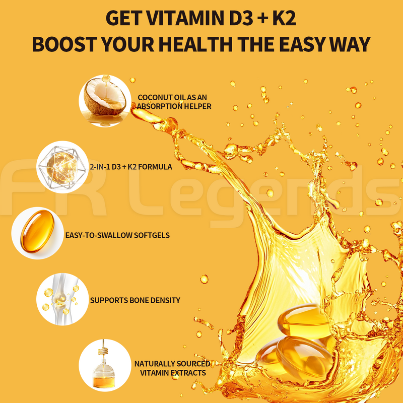 Vitamin D3 K2 Softgels Manufacturer - OEM Private Label with Coconut Oil for Immune & Bone Health