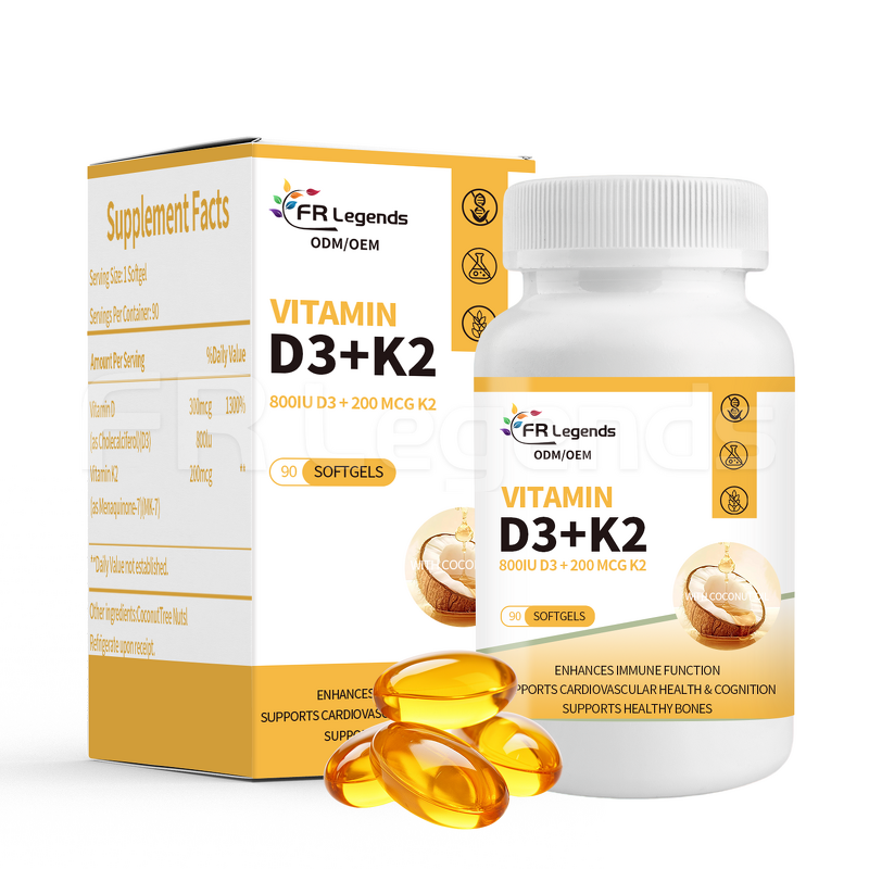 Vitamin D3 K2 Softgels Manufacturer - OEM Private Label with Coconut Oil for Immune & Bone Health