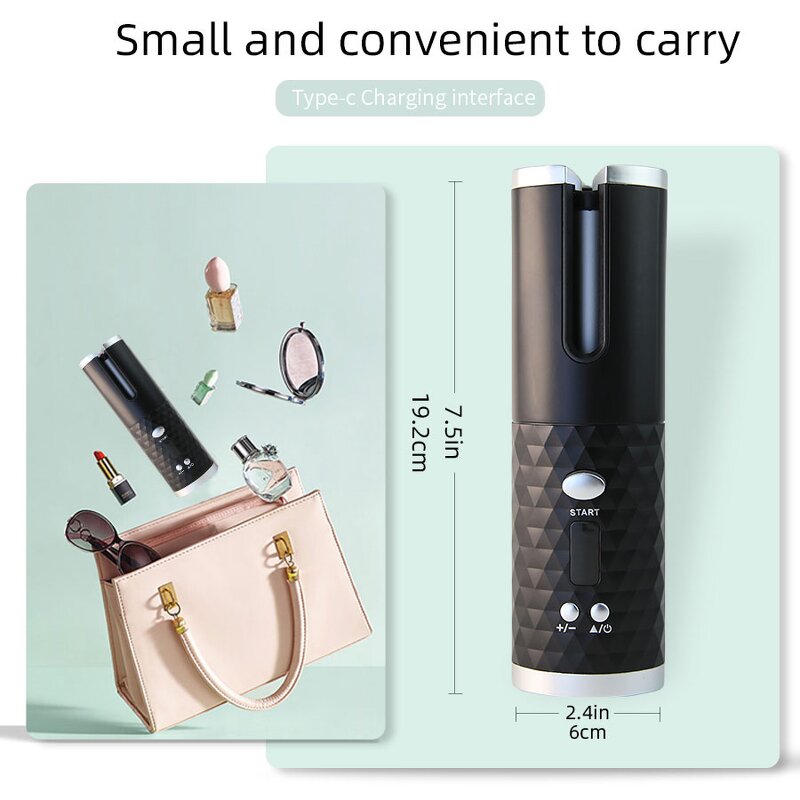 Cordless Hair Curler - Automatic with LCD & 6 Temps