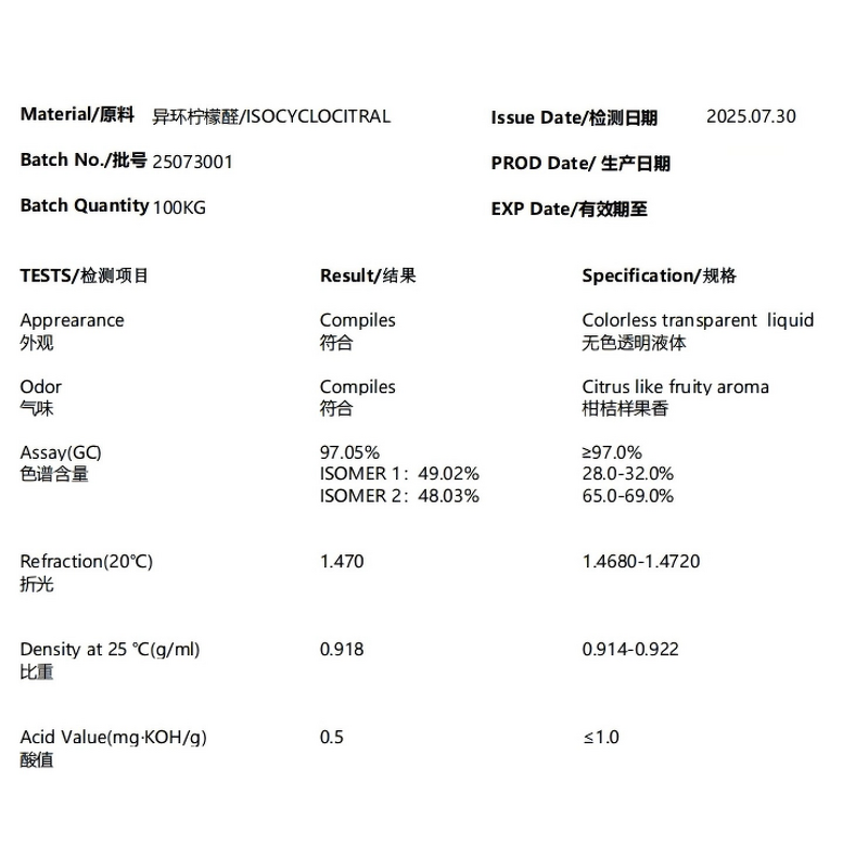 Isocyclocitral Manufacturer - 97% Pure for Perfume Cas 1335-66-6 Green-Leaf Aroma