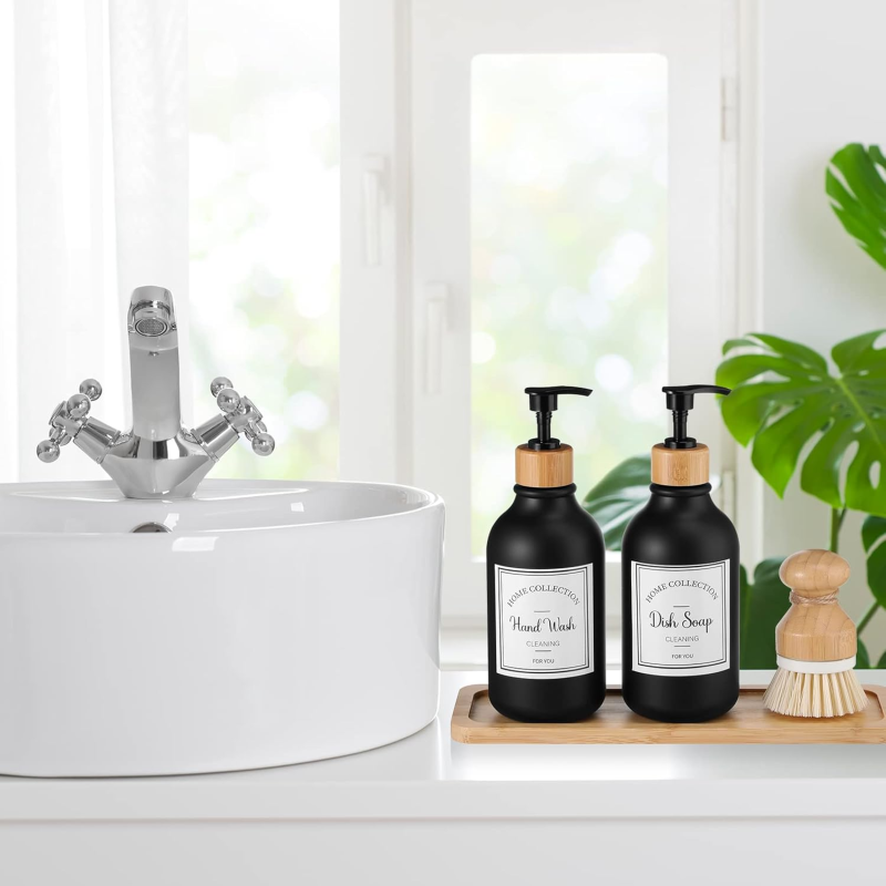 Soap Dispenser Set Supplier - 4-in-1 Bamboo Tray Brush Set