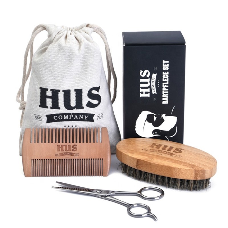 Beard Brush Set Manufacturer - Custom Silk Screen Wooden Set