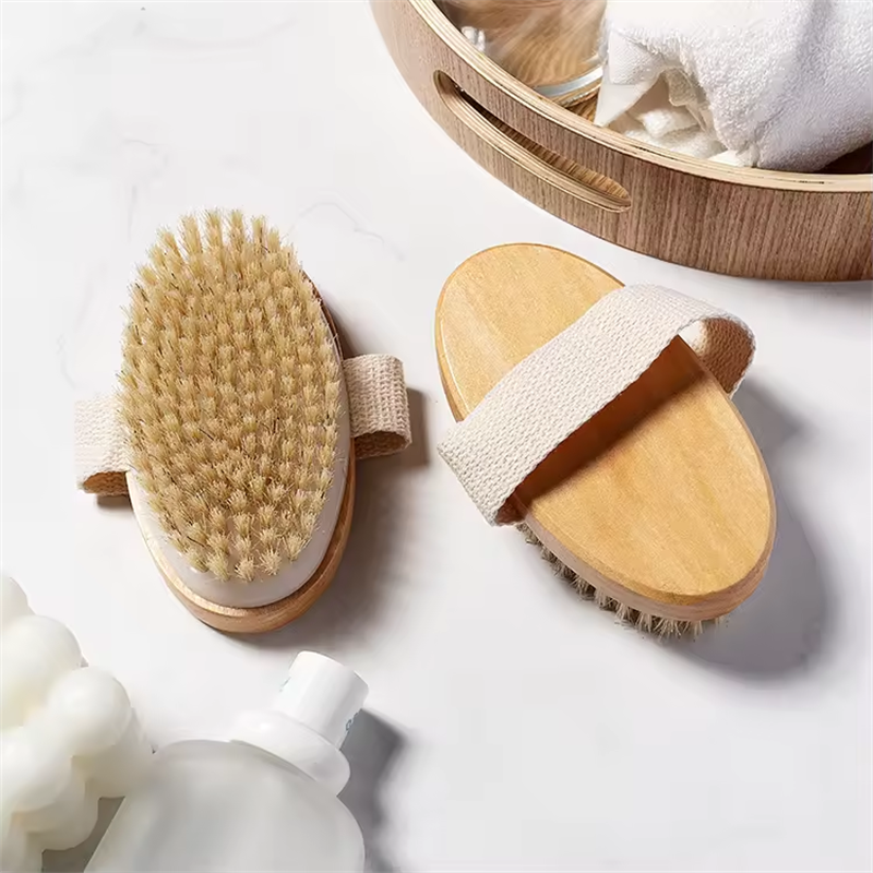 Body Scrub Brush Manufacturer - Exfoliation Long Handle Natural Wood