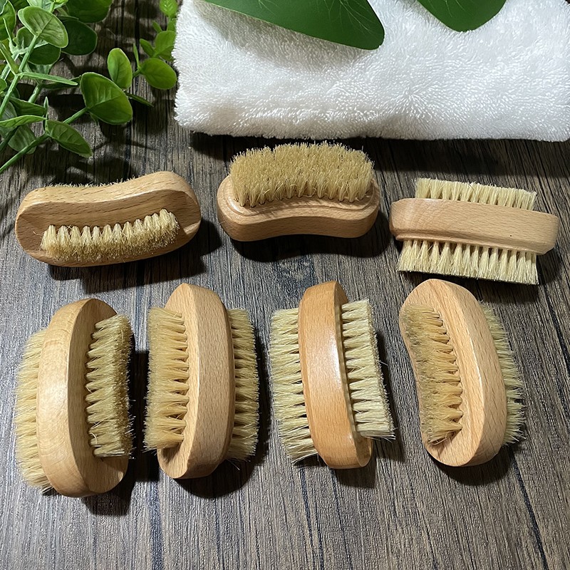 Nail Brush Manufacturer - Custom Logo Double Side Wooden Scrub