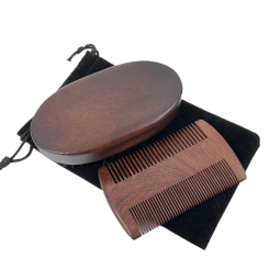 Beard Brush Set Supplier - Natural Black Sandalwood Boar Bristle