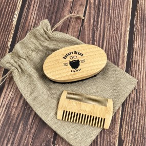 Beard Brush Set Supplier - Bamboo Boar Bristle Comb Brush