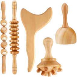 Body Sculpting Tools Supplier - 5 in 1 Wooden Massage Set