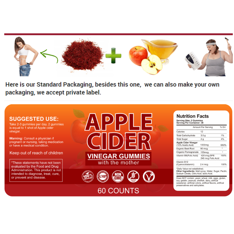 Apple Cider Vinegar Gummy Candy Manufacturer - Sugar Free Adult Vitamins for Energy