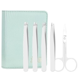 Eyebrow Tweezers Set Factory - 5pcs White Slanted Pointed Quality