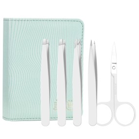 Eyebrow Tweezers Set Factory - 5pcs White Slanted Pointed Quality