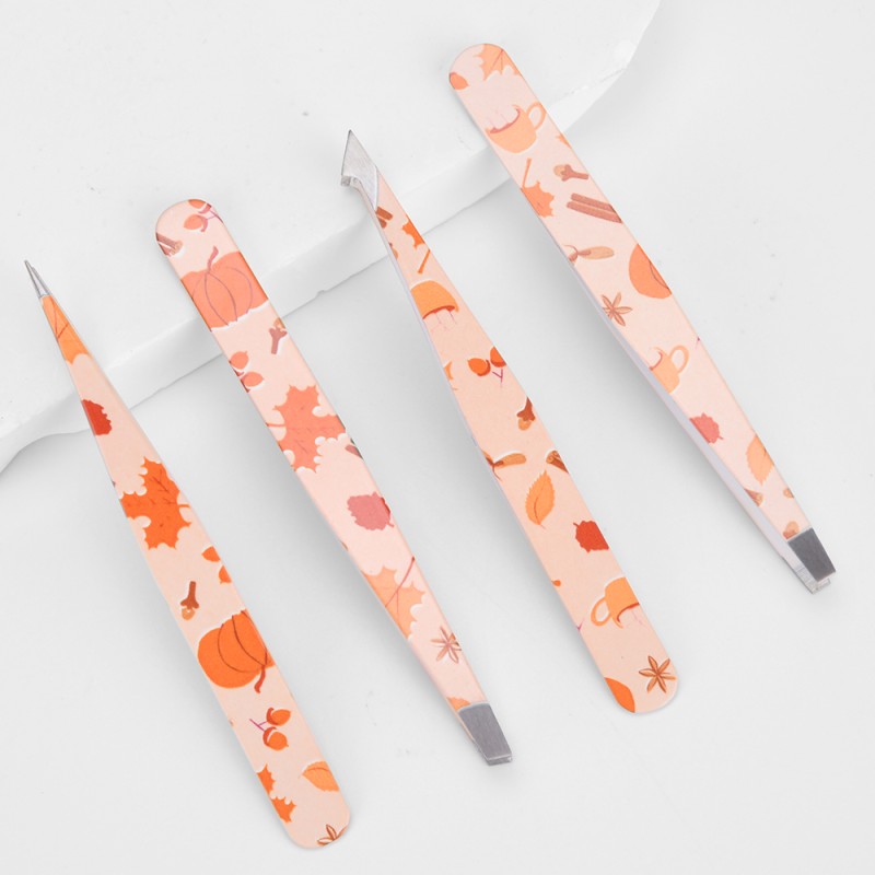 Eyebrow Tweezers Manufacturer - Maple Leaf Printing 4pcs Set